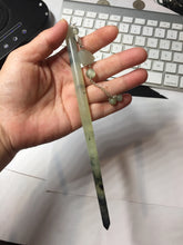 Load image into Gallery viewer, 18.5cm 100% Natural black white ink painting(水墨) Xiu Jade (Serpentine) Hairpin with Doggy Hanging Ornament AW68