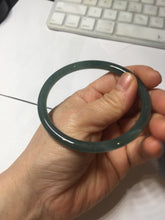 Load image into Gallery viewer, 59.5mm Certified Type A 100% Natural dark green blue gray black slim round cut Guatemala Jadeite bangle GL30-33-4317