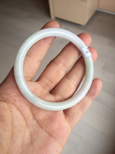 Load image into Gallery viewer, 54.5mm Certified type A 100% Natural light green white purple slim round cut Jadeite bangle BN20-9106