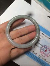 Load image into Gallery viewer, 53.6mm Certified 100% natural Type A light green/gray round cut jadeite jade bangle AX72-6947