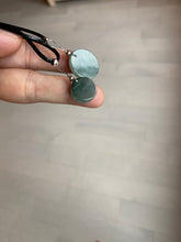 Load image into Gallery viewer, 100% natural icy watery dark green/gray jadeite jade safe and sound couple pendant pair BG4