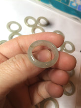 Load image into Gallery viewer, 15.9mm/size 5 1/4 100% natural type A icy watery dark green/light green/yellow/gray jadeite jade band ring BF54