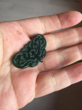 Load image into Gallery viewer, 100% Natural type A icy watery light dark green/blue/gray/black Guatemala Jadeite Jade butterfly pendant PF48