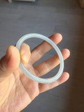 Load image into Gallery viewer, 58mm Certified 100% Natural icy watery white gray pink slim nephrite jade bangle HN135-9191
