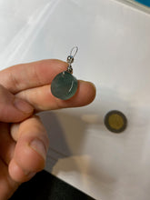 Load image into Gallery viewer, 100% natural icy watery dark green/gray jadeite jade safe and sound couple pendant pair BG4