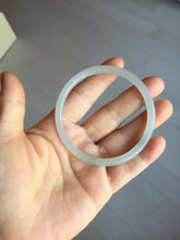 Load image into Gallery viewer, 58mm Certified 100% Natural icy watery white gray pink slim nephrite jade bangle HN135-9191
