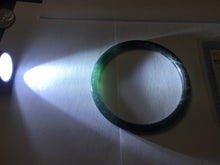 Load image into Gallery viewer, 58.8mm Certified Type A 100% Natural Half Black (乌鸡) / Half Watery Blue (蓝水)/gray Guatemala Jadeite Jade Bangle AZ146-1345
