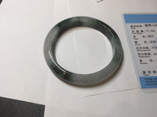 Load image into Gallery viewer, 58mm Certificated icy watery dark green/black/white seaweed jadeite jade bangle S82-7077