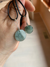 Load image into Gallery viewer, 100% natural icy watery dark green/gray jadeite jade safe and sound couple pendant pair BG4