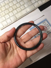Load image into Gallery viewer, 58.8mm Certified Type A 100% Natural Half Black (乌鸡) / Half Watery Blue (蓝水)/gray Guatemala Jadeite Jade Bangle AZ146-1345