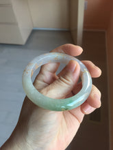 Load image into Gallery viewer, 50.3.mm 100% Natural type A green purple white carved flowers and golden-painted Jadeite Jade bangle PB248-5301