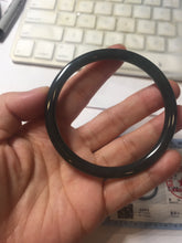 Load image into Gallery viewer, 60mm Certified Type A 100% Natural dark blue/gray/black(WuJi) Guatemala slim round cut Jadeite bangle AZ147-1360