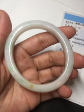 Load image into Gallery viewer, Shopify only 52mm certified type A 100% Natural sunny green/white/yellow oval jadeite jade bangle AR117-0264