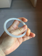 Load image into Gallery viewer, 59.2mm Certified 100% Natural white gray slim nephrite jade bangle HN137-9100