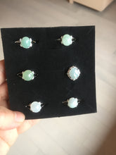 Load image into Gallery viewer, 100% natural type A icy watery green dark green four-prong jadeite jade ring group AA92