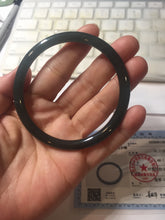 Load image into Gallery viewer, 60mm Certified Type A 100% Natural dark blue/gray/black(WuJi) Guatemala slim round cut Jadeite bangle AZ147-1360