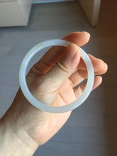 Load image into Gallery viewer, 59.2mm Certified 100% Natural white gray slim nephrite jade bangle HN137-9100