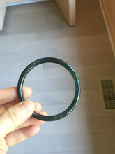Load image into Gallery viewer, 58.8mm Type A 100% Natural dark green/black/blue/gray with flying snow Guatemala slim round cut Jadeite bangle PJ44-0687