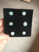 Load image into Gallery viewer, 100% natural type A icy watery green dark green four-prong jadeite jade ring group AA92