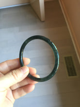 Load image into Gallery viewer, 58.8mm Type A 100% Natural dark green/black/blue/gray with flying snow Guatemala slim round cut Jadeite bangle PJ44-0687