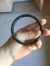 Load image into Gallery viewer, 58.8mm Type A 100% Natural dark green/black/blue/gray with flying snow Guatemala slim round cut Jadeite bangle PJ44-0687