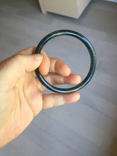 Load image into Gallery viewer, 58.8mm Type A 100% Natural dark green/black/blue/gray with flying snow Guatemala slim round cut Jadeite bangle PJ44-0687