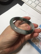Load image into Gallery viewer, 58mm Certificated icy watery dark green/black/white seaweed jadeite jade bangle S82-7077