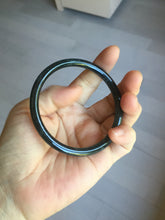 Load image into Gallery viewer, 58.8mm Type A 100% Natural dark green/black/blue/gray with flying snow Guatemala slim round cut Jadeite bangle PJ44-0687