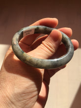 Load image into Gallery viewer, 49mm certified Type A 100% Natural icy watery yellow black(WuJi) oval Jadeite Jade bangle BM115-2675