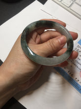 Load image into Gallery viewer, 58mm Certificated icy watery dark green/black/white seaweed jadeite jade bangle S82-7077