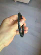 Load image into Gallery viewer, 58.8mm Type A 100% Natural dark green/black/blue/gray with flying snow Guatemala slim round cut Jadeite bangle PJ44-0687