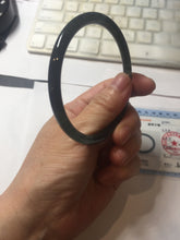 Load image into Gallery viewer, 59.2mm Certified Type A 100% Natural Half Black (乌鸡) / Half Watery Blue (蓝水)/gray Guatemala Jadeite Jade Bangle AZ148-1369