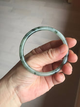 Load image into Gallery viewer, 55.6mm Certified Type A 100% Natural green/black/gray with dark green floating flowers slim round cut Jadeite bangle PD66-5766