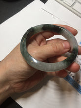 Load image into Gallery viewer, 58mm Certificated icy watery dark green/black/white seaweed jadeite jade bangle S82-7077