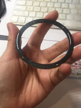 Load image into Gallery viewer, 59.2mm Certified Type A 100% Natural Half Black (乌鸡) / Half Watery Blue (蓝水)/gray Guatemala Jadeite Jade Bangle AZ148-1369