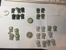 Load image into Gallery viewer, Type A 100% Natural oily dark green/light green/white jadeite jade cat kitty pendant PB118