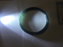 Load image into Gallery viewer, 59.2mm Certified Type A 100% Natural Half Black (乌鸡) / Half Watery Blue (蓝水)/gray Guatemala Jadeite Jade Bangle AZ148-1369