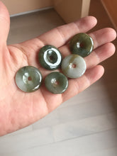 Load image into Gallery viewer, 22-25mm Type A 100% Natural dark green/white/yellow /gray/black Jadeite Jade Safety Guardian Button donut Pendant group PB49 (Add-on items)