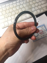 Load image into Gallery viewer, 59.2mm Certified Type A 100% Natural Half Black (乌鸡) / Half Watery Blue (蓝水)/gray Guatemala Jadeite Jade Bangle AZ148-1369