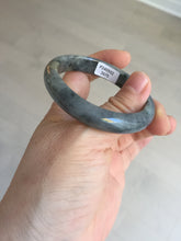 Load image into Gallery viewer, 49mm certified Type A 100% Natural icy watery yellow black(WuJi) oval Jadeite Jade bangle BM115-2675