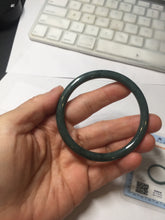 Load image into Gallery viewer, 55.3mm Certified Type A 100% Natural dark green/blue/gray Guatemala slim round cut Jadeite bangle PH145-4305