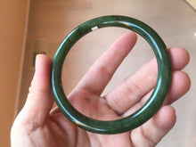 Load image into Gallery viewer, 62mm certified 100% Natural dark green/black round cut nephrite (碧玉) bangle HN18-9161