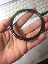 Load image into Gallery viewer, 59.2mm Certified Type A 100% Natural Half Black (乌鸡) / Half Watery Blue (蓝水)/gray Guatemala Jadeite Jade Bangle AZ148-1369