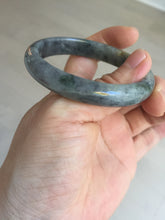 Load image into Gallery viewer, 49mm certified Type A 100% Natural icy watery yellow black(WuJi) oval Jadeite Jade bangle BM115-2675