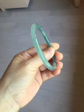 Load image into Gallery viewer, 58.7mm Type A 100% Natural icy watery light green/blue/gray Guatemala slim round cut Jadeite bangle PJ43-0685