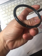 Load image into Gallery viewer, 59.2mm Certified Type A 100% Natural Half Black (乌鸡) / Half Watery Blue (蓝水)/gray Guatemala Jadeite Jade Bangle AZ148-1369