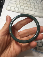 Load image into Gallery viewer, 55.3mm Certified Type A 100% Natural dark green/blue/gray Guatemala slim round cut Jadeite bangle PH145-4305