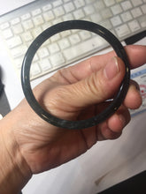 Load image into Gallery viewer, 59.2mm Certified Type A 100% Natural Half Black (乌鸡) / Half Watery Blue (蓝水)/gray Guatemala Jadeite Jade Bangle AZ148-1369