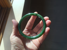 Load image into Gallery viewer, 62mm certified 100% Natural dark green/black round cut nephrite (碧玉) bangle HN18-9161
