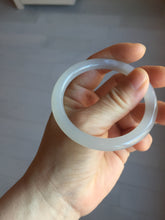 Load image into Gallery viewer, 52.8mm Certified 100% Natural light smoky lavender/soft pink gray(烟紫) nephrite jade bangle HN140-3592